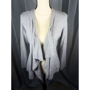 Women's Notations Gray Draped Open Front Cardigan Sweater S